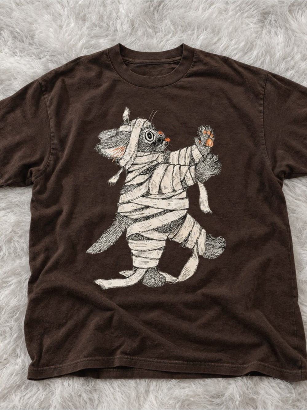Cat Mummy Gildan Brown Graphic Short Sleeve Tee